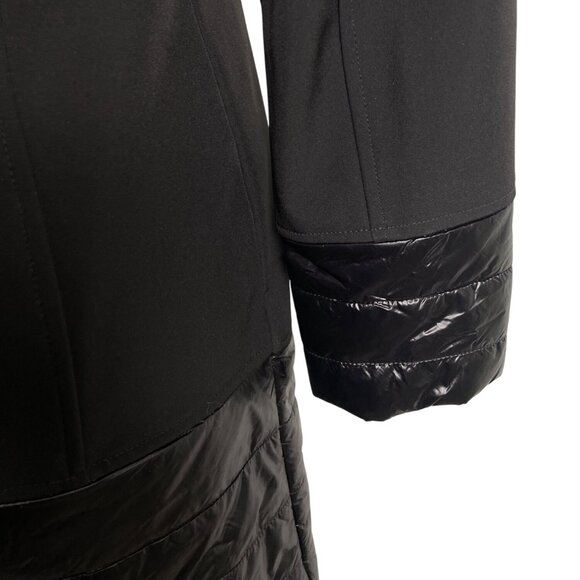 Via Spiga Black Quilted Hooded Coat With Golden Detail & Leopard Lining Szize S - Picture 11 of 13